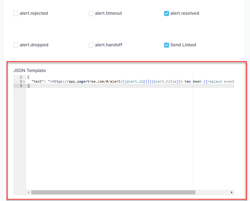  JSON template section.